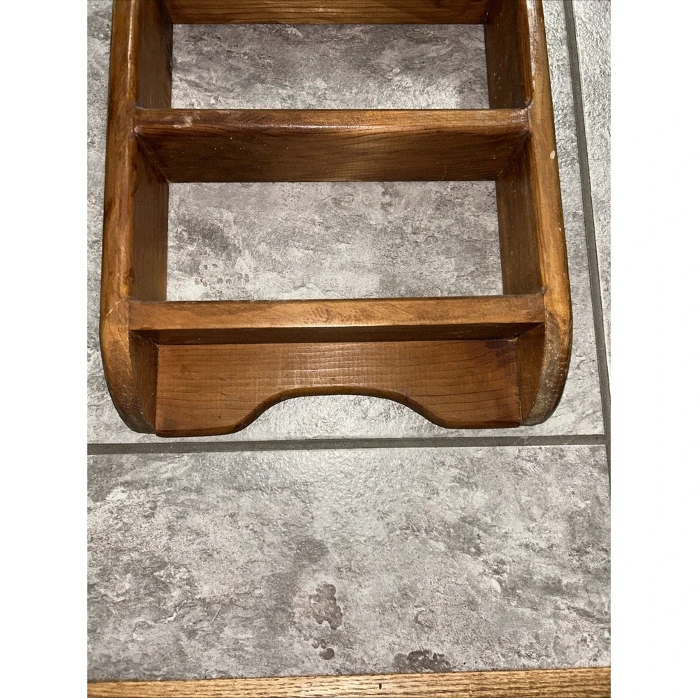 Vintage Wooden Three Tiered Wall Shelf‎ Heart Cutout Handmade Country Decor